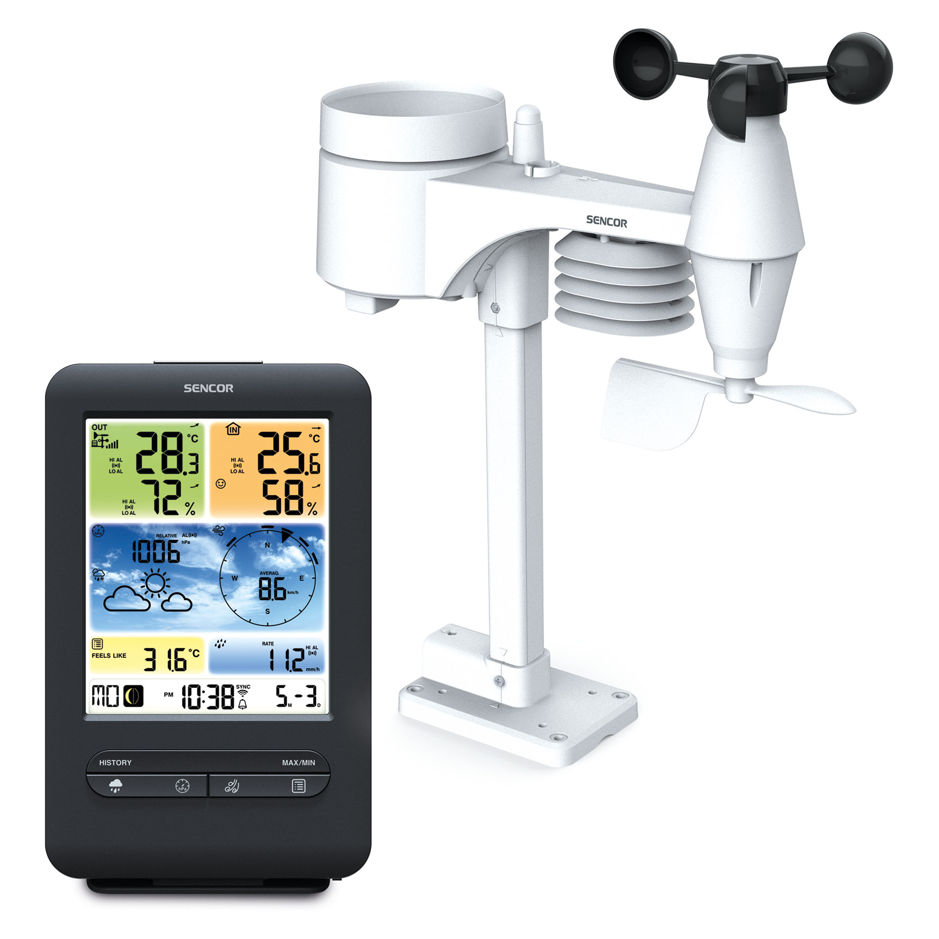 Solight TE90- Stazione meteo professionale con display LCD a